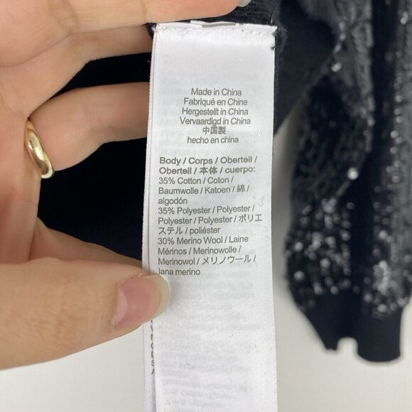 J. Crew Collection Women's Sequin Reversible Zip Up Turtleneck Sweater Size L - Picture 5 of 9